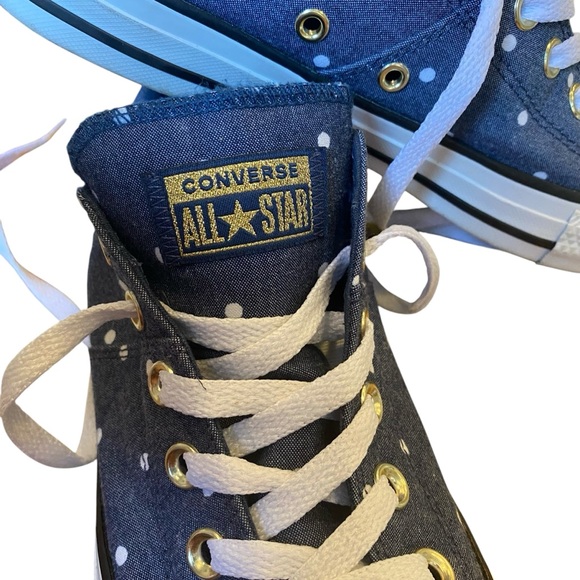 CONVERSE All*Star Madison Denim Blue and White Polka Dot NEW Women’s Sneakers 9 - Picture 2 of 13